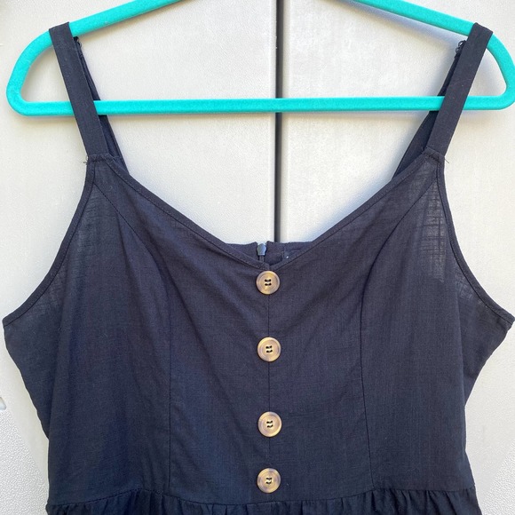 Cotton On Women's Black Decorative Button Wide Leg Cropped Jumpsuit Sz XXL - Picture 6 of 11